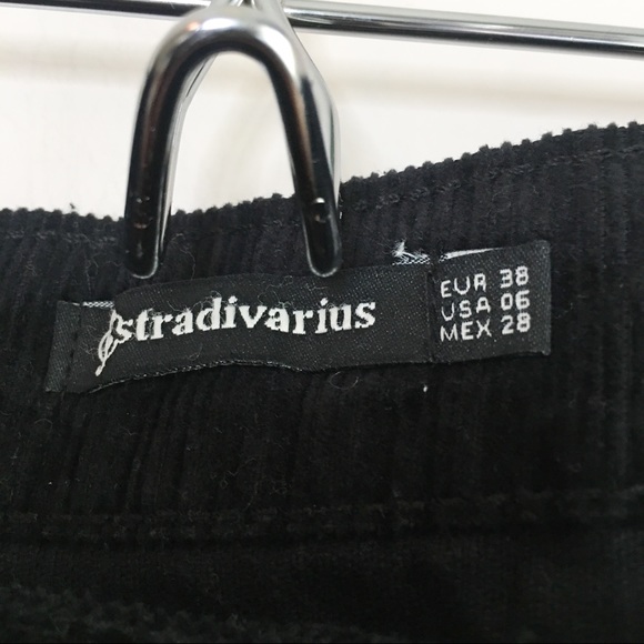 Stradivarius Corduroy Button Mini Skirt Black 6 - Picture 2 of 4